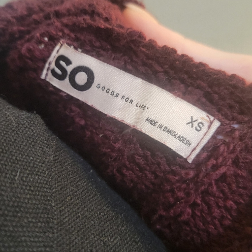 SO Women's Rich Burgundy Cardigan Sweater - Picture 2 of 4